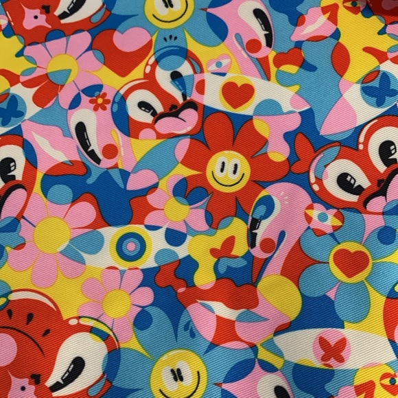 Estée Lauder Recycled Tote Bag Hearts Daiseys Smiles Gusseted Bottom Reusable - Picture 2 of 8